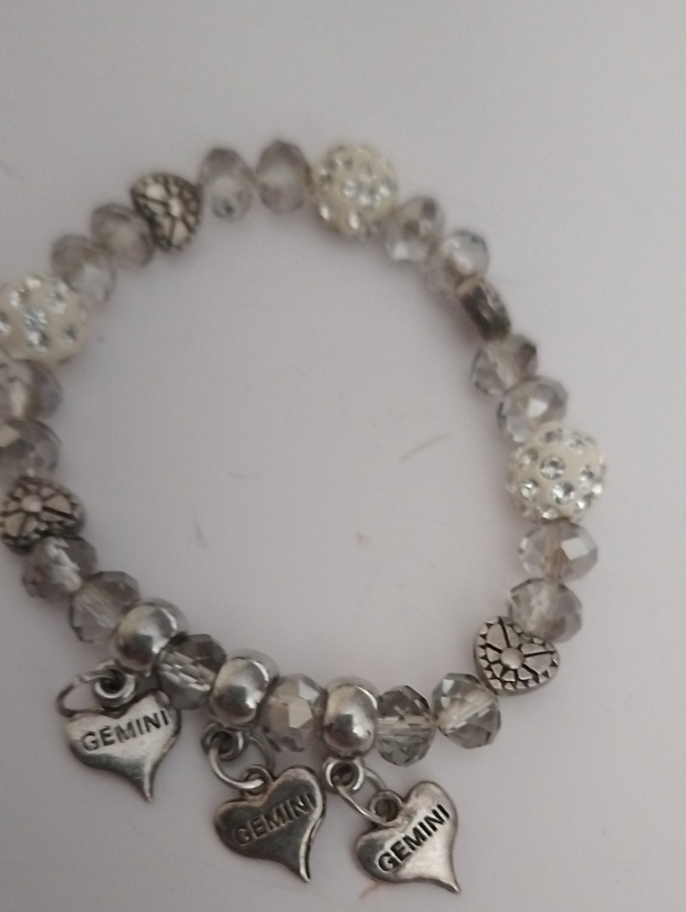 Gemini Silver Beaded Charm Bracelet - Silver